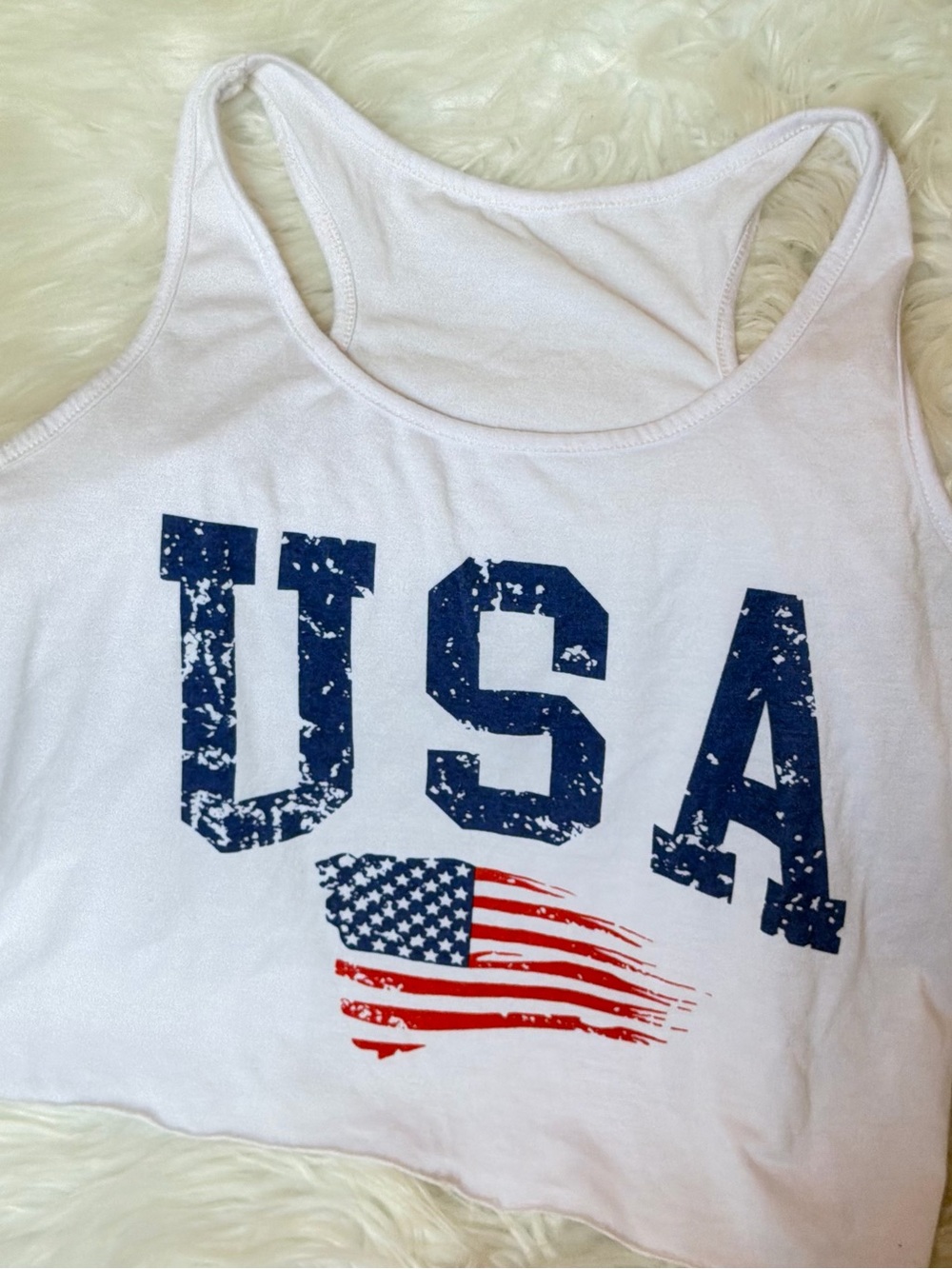 Kids White USA Flag Graphic Tank Top